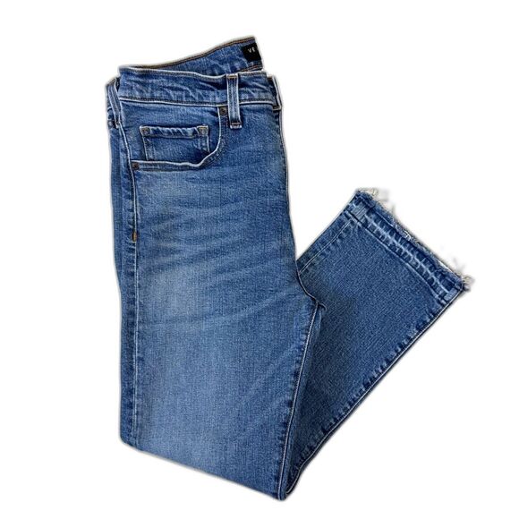 Veronica Beard Ines High Rise Straight Leg Pipeline Wash Fray Jeans Size 29 - Picture 1 of 6